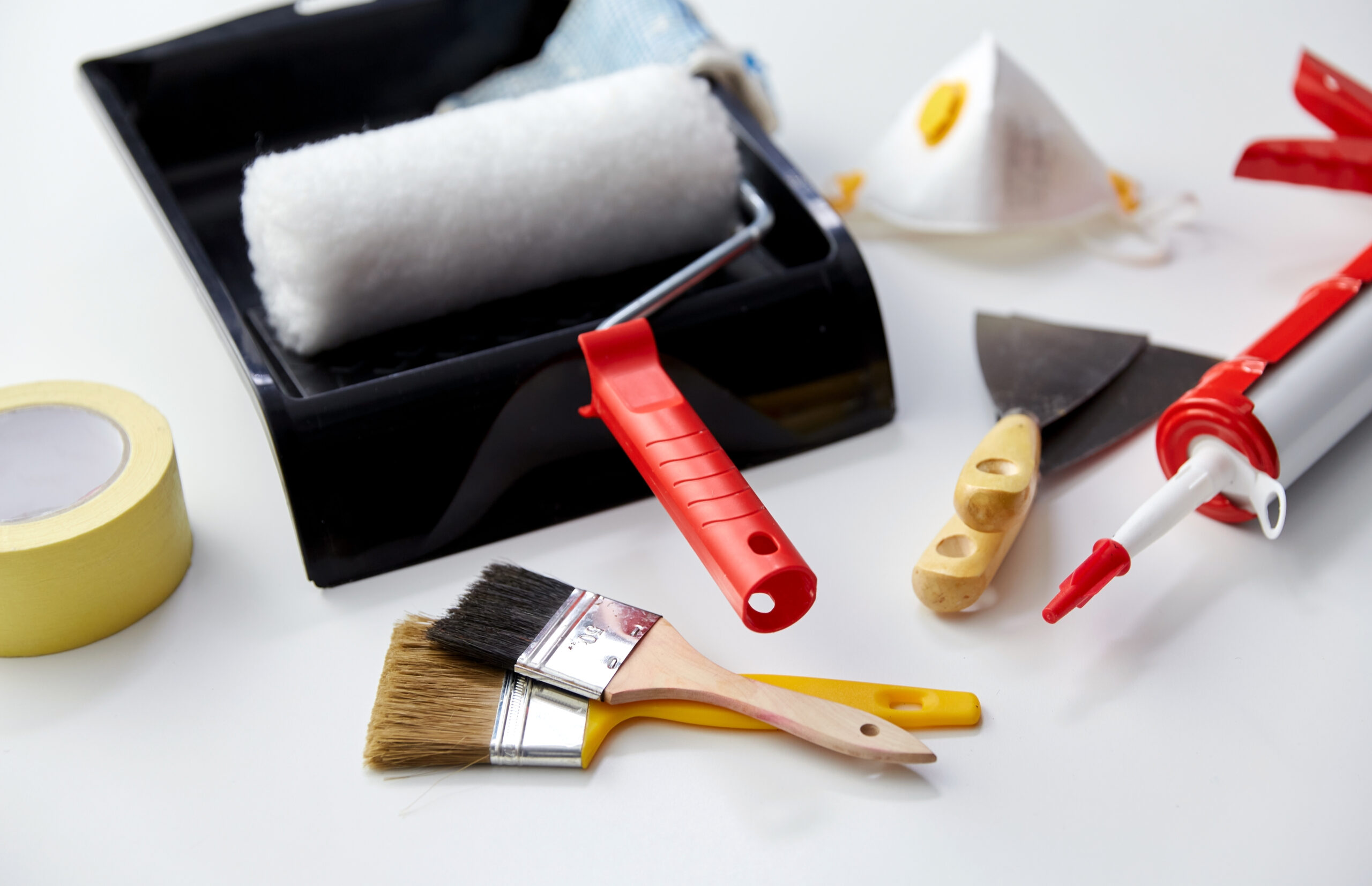 Services Different Painting Work Tools White Background Scaled